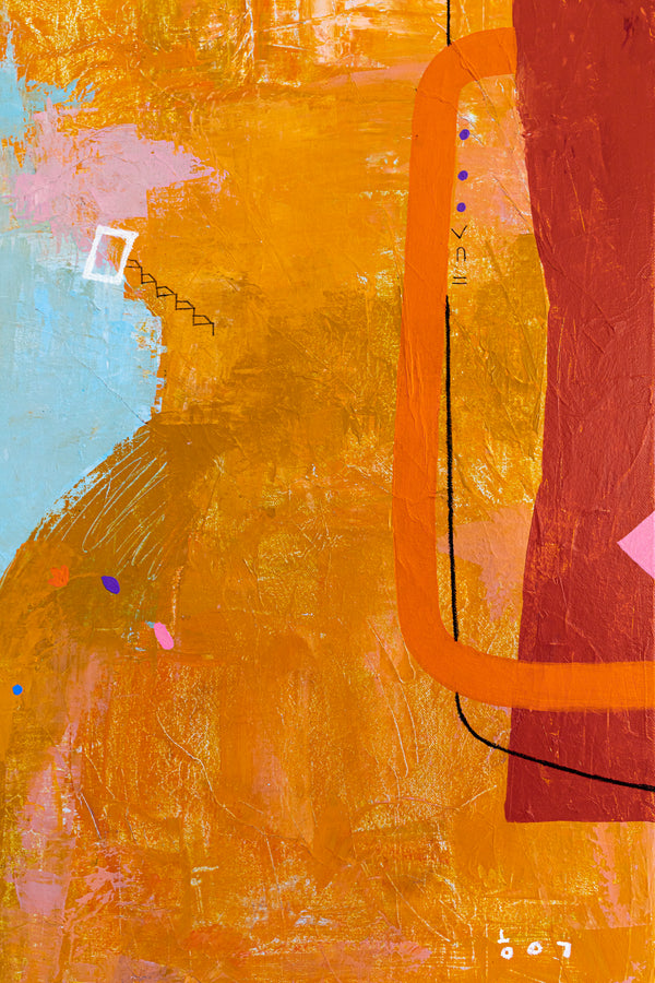 Abstract Painting of Melodic Exploration of Emotions, Original Modern Canvas Wall Art | Humming (36"x36")