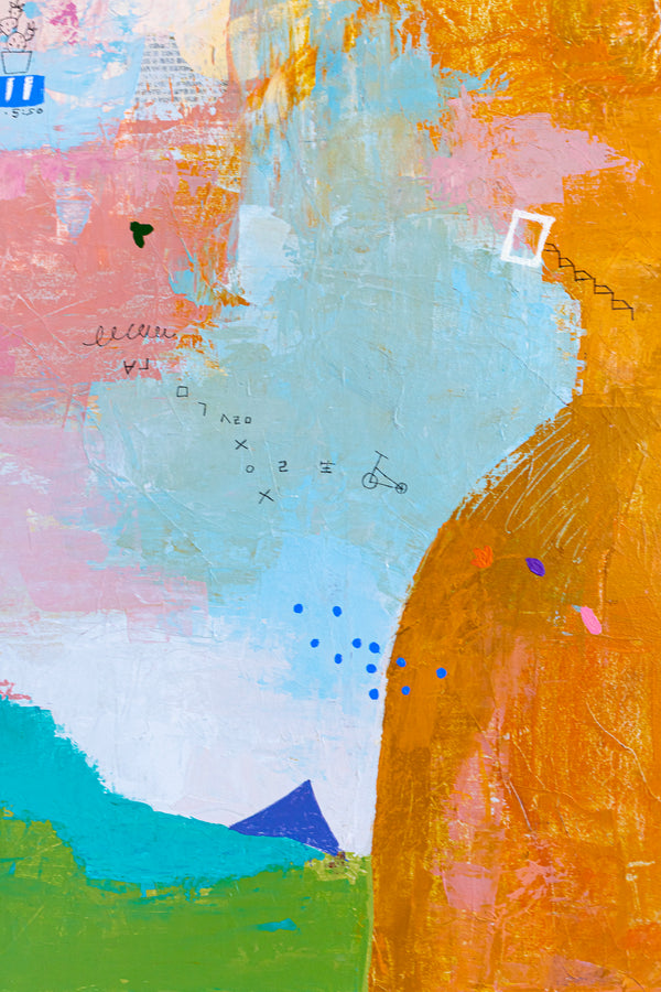 Abstract Painting of Melodic Exploration of Emotions, Original Modern Canvas Wall Art | Humming (36"x36")