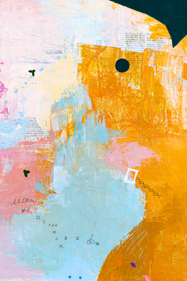 Abstract Painting of Melodic Exploration of Emotions, Original Modern Canvas Wall Art | Humming (36"x36")