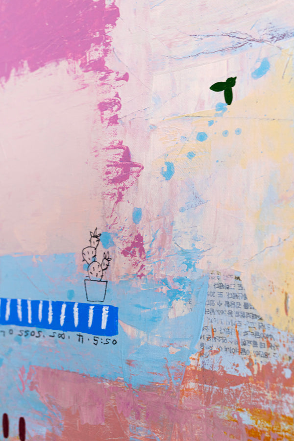 Abstract Painting of Melodic Exploration of Emotions, Original Modern Canvas Wall Art | Humming (36"x36")