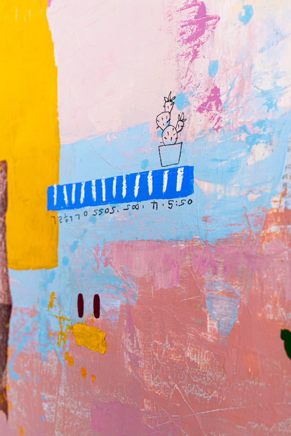 Abstract Painting of Melodic Exploration of Emotions, Original Modern Canvas Wall Art | Humming (36"x36")