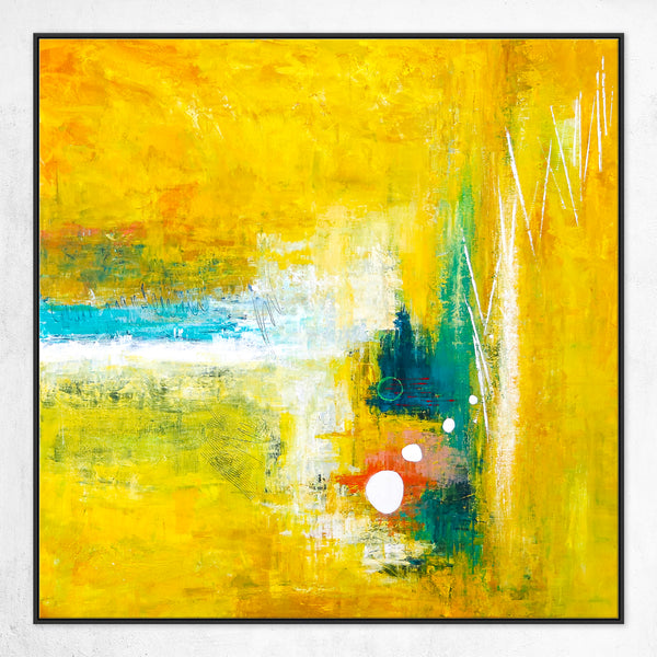 Modern Original Abstract Painting in Acrylic, Large Expressionist Journey in Yellow Canvas Wall Art | Ideation