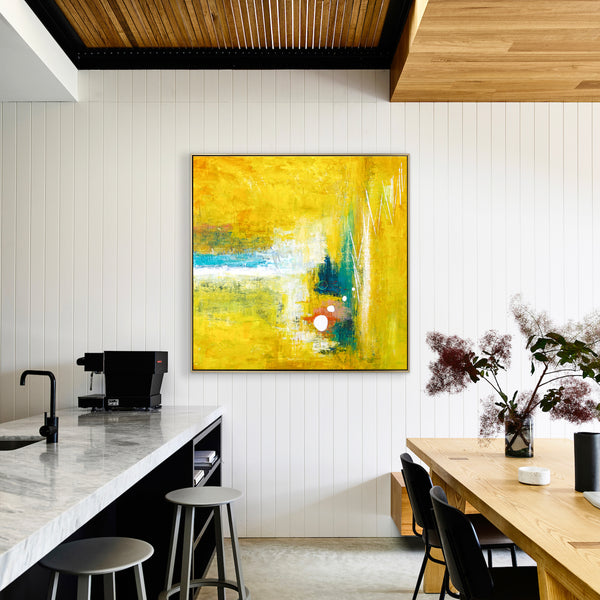 Modern Original Abstract Painting in Acrylic, Large Expressionist Journey in Yellow Canvas Wall Art | Ideation