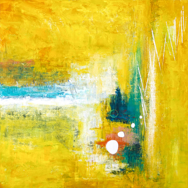 Modern Original Abstract Painting in Acrylic, Large Expressionist Journey in Yellow Canvas Wall Art | Ideation