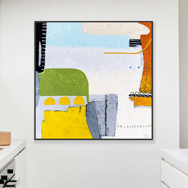 Bright and Cheerful Original Abstract Colorful Painting in Acrylic, Playful Large Modern Canvas Wall Art | Ifle