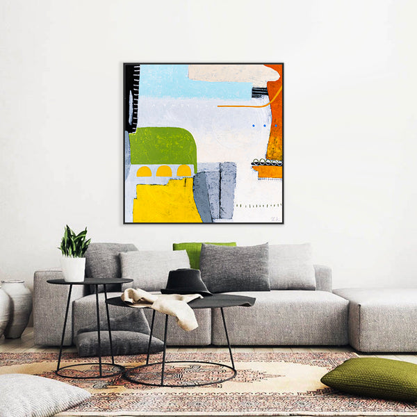 Bright and Cheerful Original Abstract Colorful Painting in Acrylic, Playful Large Modern Canvas Wall Art | Ifle
