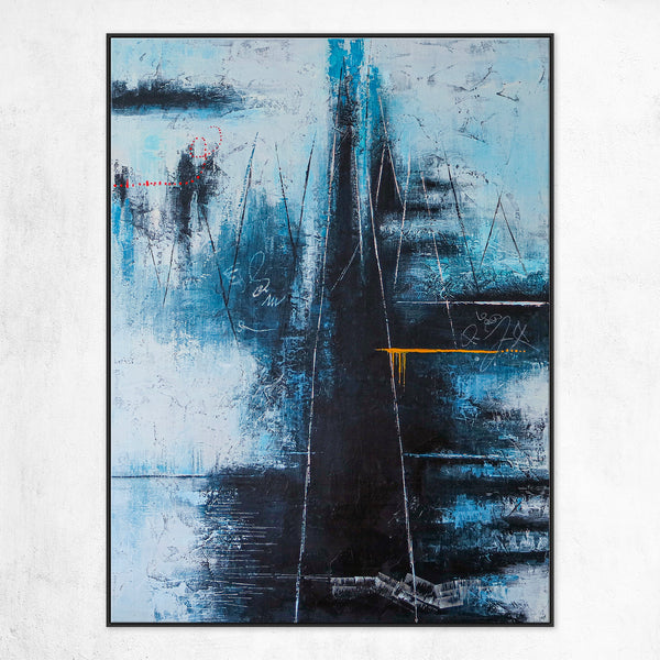 Contemporary Modern Abstract Original Canvas Painting, Blue Expressionism Wall Art | If you go to the blue mountain