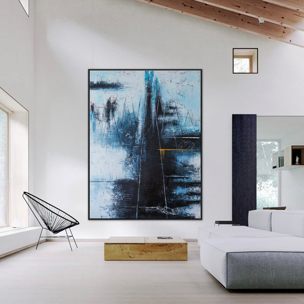 Contemporary Modern Abstract Original Canvas Painting, Blue Expressionism Wall Art | If you go to the blue mountain