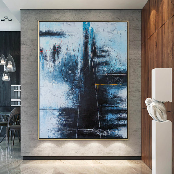 Contemporary Modern Abstract Original Canvas Painting, Blue Expressionism Wall Art | If you go to the blue mountain