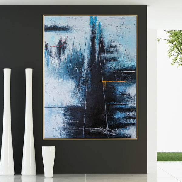 Contemporary Modern Abstract Original Canvas Painting, Blue Expressionism Wall Art | If you go to the blue mountain