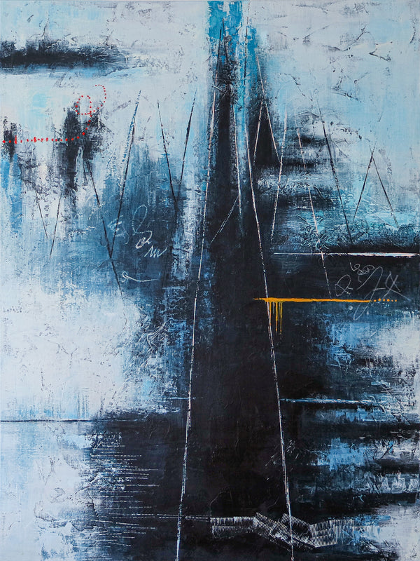 Contemporary Modern Abstract Original Canvas Painting, Blue Expressionism Wall Art | If you go to the blue mountain