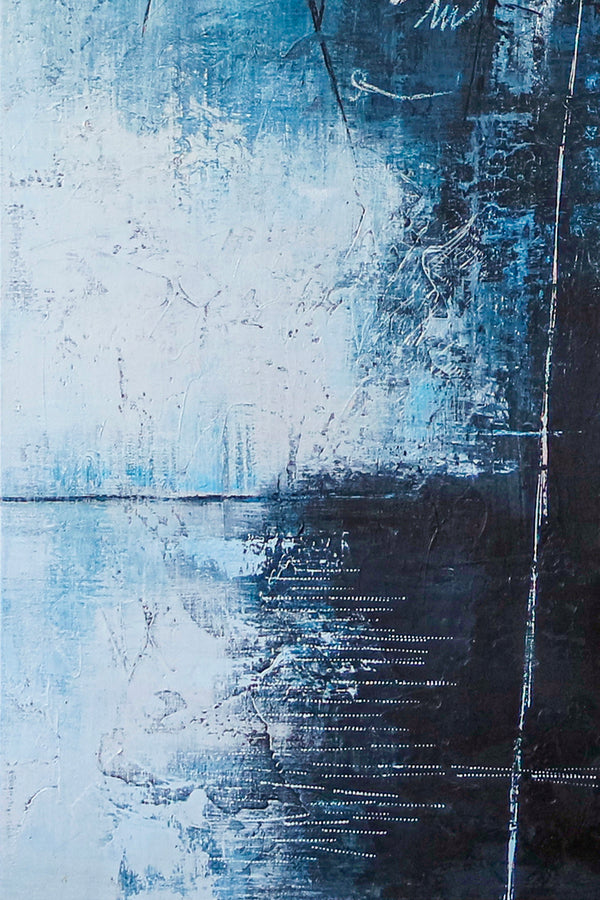 Contemporary Modern Abstract Original Canvas Painting, Blue Expressionism Wall Art | If you go to the blue mountain