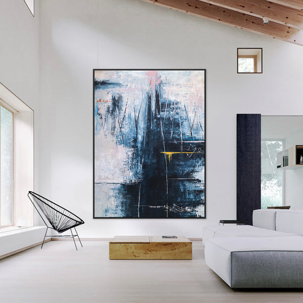 Original Abstract Acrylic Painting, Large Modern Canvas Wall Art of Mountain Serenity | If you go to the mountain