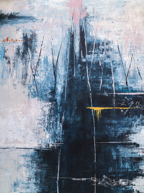 Original Abstract Acrylic Painting, Large Modern Canvas Wall Art of Mountain Serenity | If you go to the mountain