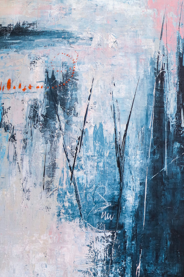 Original Abstract Acrylic Painting, Large Modern Canvas Wall Art of Mountain Serenity | If you go to the mountain