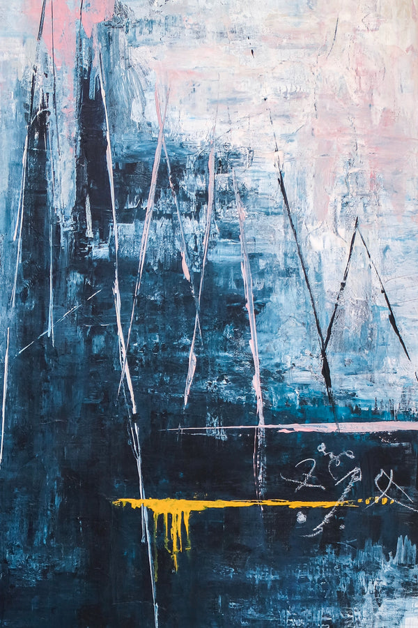 Original Abstract Acrylic Painting, Large Modern Canvas Wall Art of Mountain Serenity | If you go to the mountain