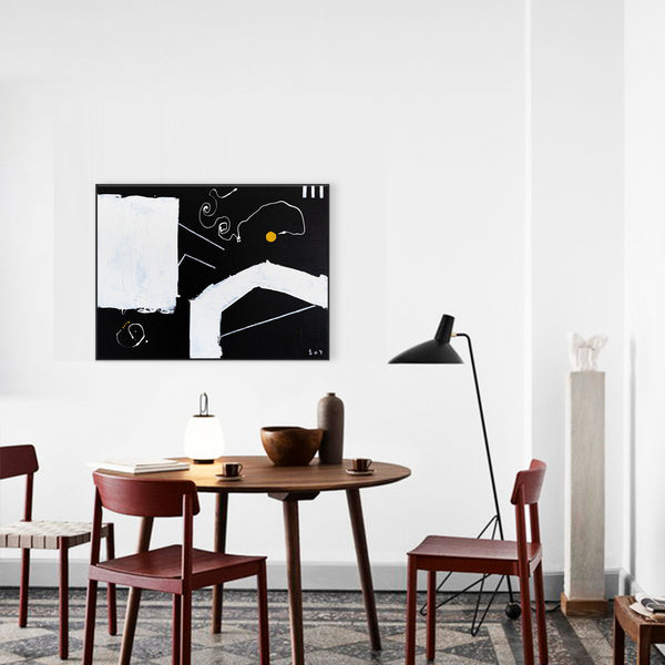 Bold Expression of Absence in Black and White Original Abstract Painting, Modern Canvas Wall Art | In absentia (40"x30")