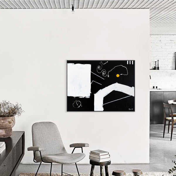 Bold Expression of Absence in Black and White Original Abstract Painting, Modern Canvas Wall Art | In absentia (40"x30")