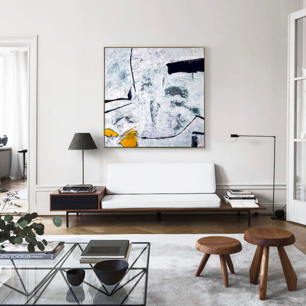 Black & White Modern Original Abstract Painting, Canvas Wall Art of Unique Textural Depth | Independent variable