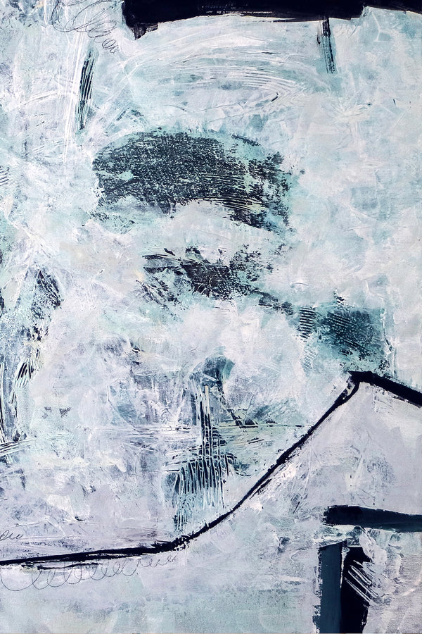 Black & White Modern Original Abstract Painting, Canvas Wall Art of Unique Textural Depth | Independent variable