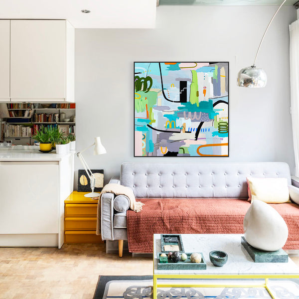 Light and Lively Modern Abstract Painting, Unleashing Joy through Modern Abstract Wall Art | In ore somnium (48"x48")