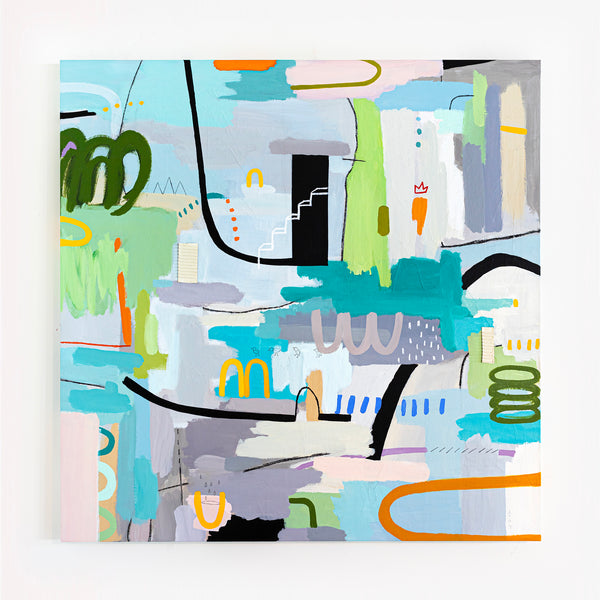 Light and Lively Modern Abstract Painting, Unleashing Joy through Modern Abstract Wall Art | In ore somnium (48"x48")