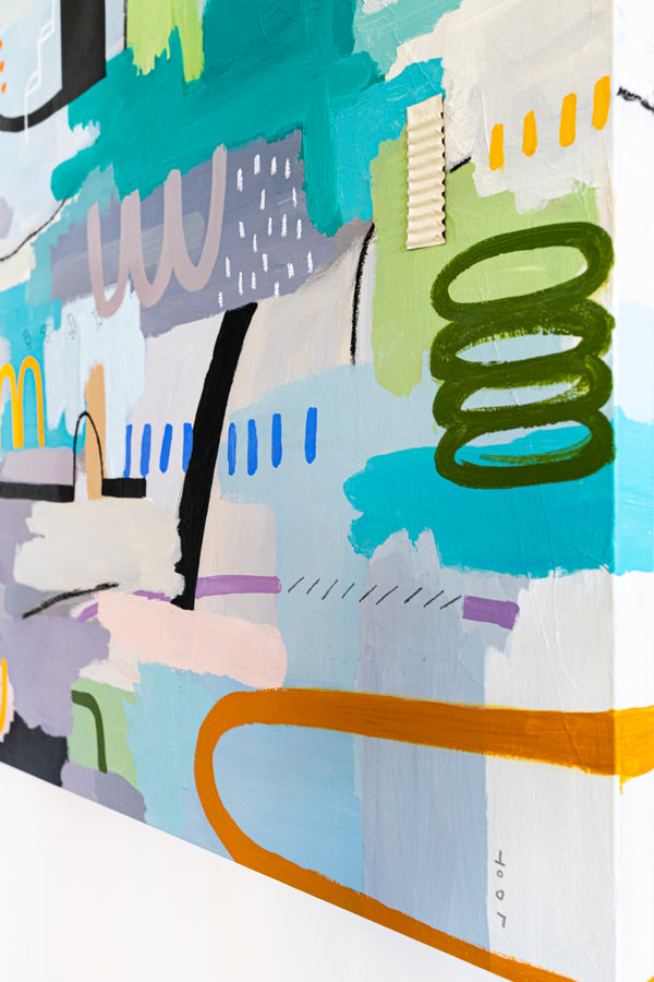 Light and Lively Modern Abstract Painting, Unleashing Joy through Modern Abstract Wall Art | In ore somnium (48"x48")