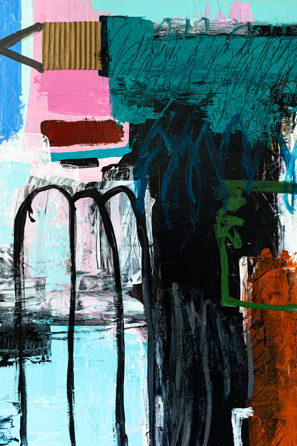 Dynamic Abstract Painting Original, Expressionism in Modern Abstract Wall Art | Intention pink (70"x56")