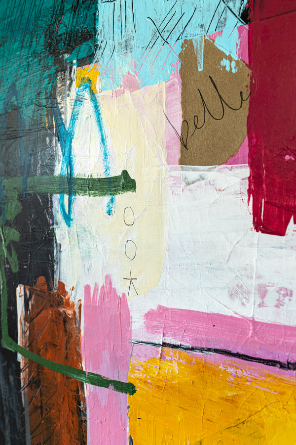 Dynamic Abstract Painting Original, Expressionism in Modern Abstract Wall Art | Intention pink (70"x56")