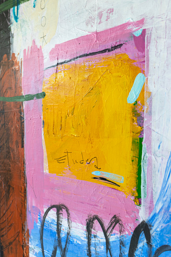 Dynamic Abstract Painting Original, Expressionism in Modern Abstract Wall Art | Intention pink (70"x56")