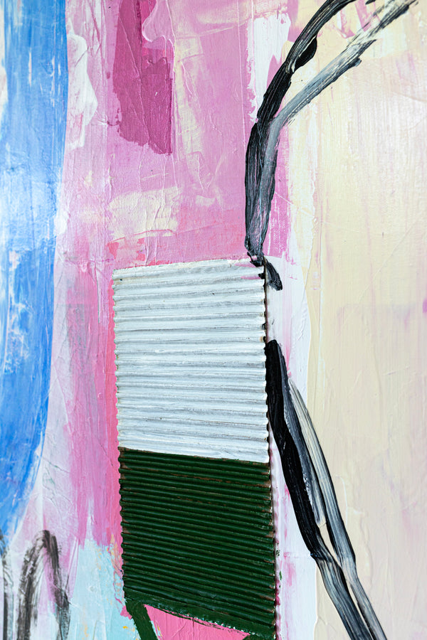 Dynamic Abstract Painting Original, Expressionism in Modern Abstract Wall Art | Intention pink (70"x56")