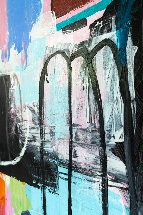 Dynamic Abstract Painting Original, Expressionism in Modern Abstract Wall Art | Intention pink (70"x56")