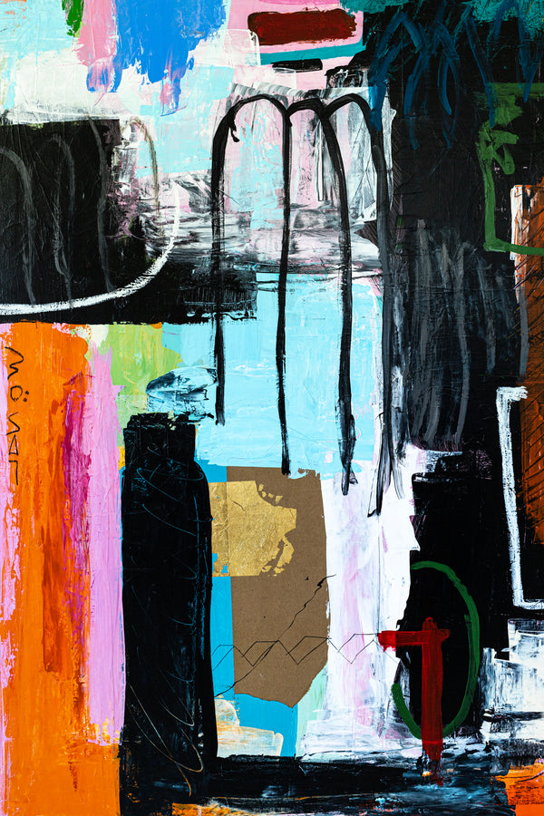 Dynamic Abstract Painting Original, Expressionism in Modern Abstract Wall Art | Intention pink (70"x56")