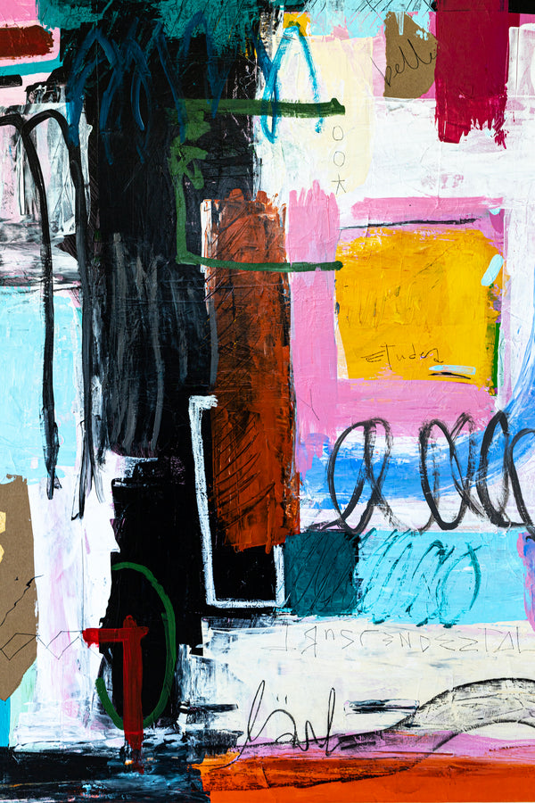 Dynamic Abstract Painting Original, Expressionism in Modern Abstract Wall Art | Intention pink (70"x56")