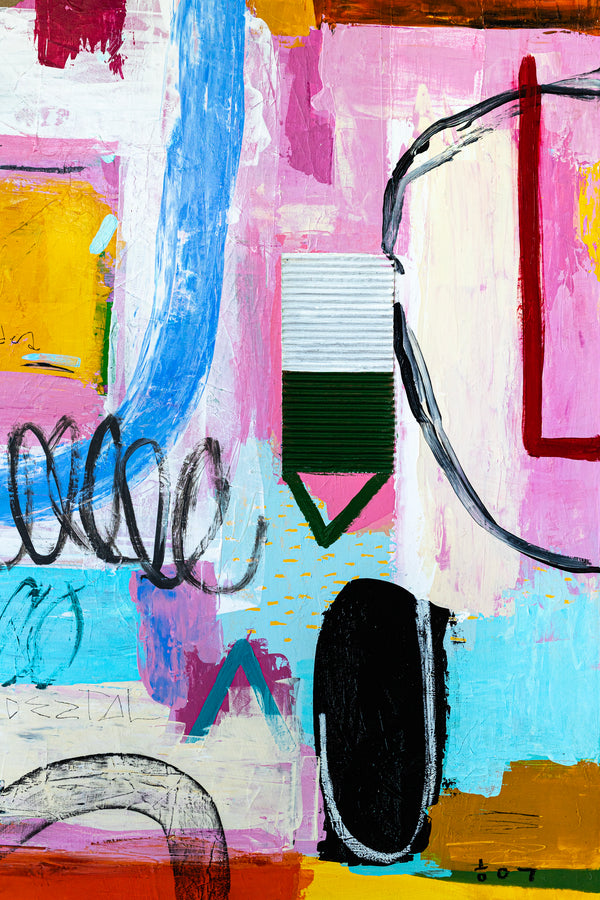 Dynamic Abstract Painting Original, Expressionism in Modern Abstract Wall Art | Intention pink (70"x56")