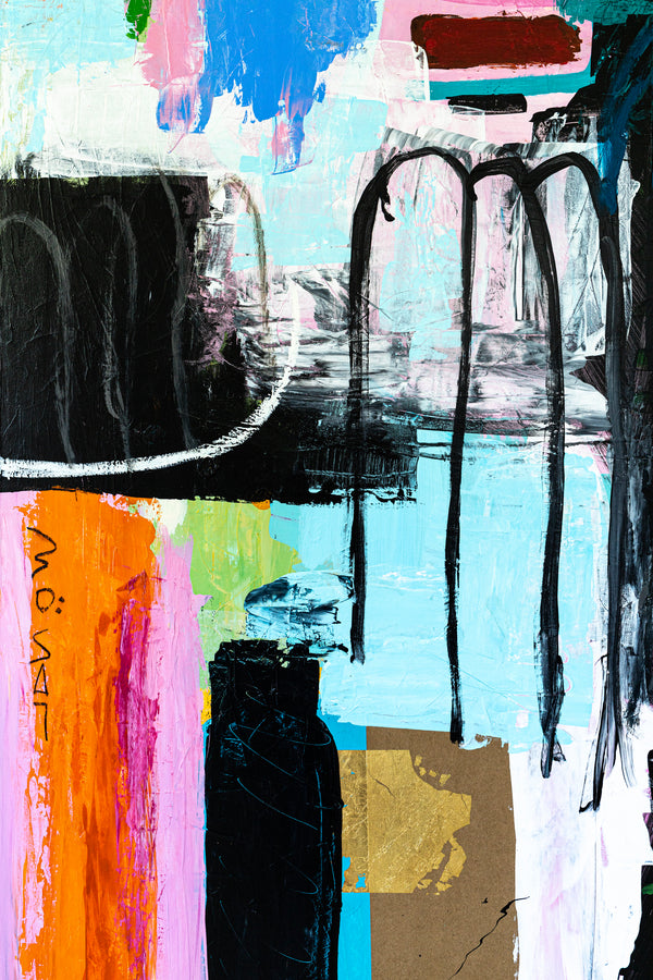 Dynamic Abstract Painting Original, Expressionism in Modern Abstract Wall Art | Intention pink (70"x56")