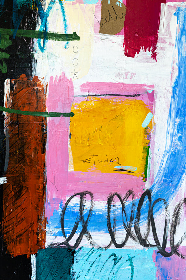 Dynamic Abstract Painting Original, Expressionism in Modern Abstract Wall Art | Intention pink (70"x56")