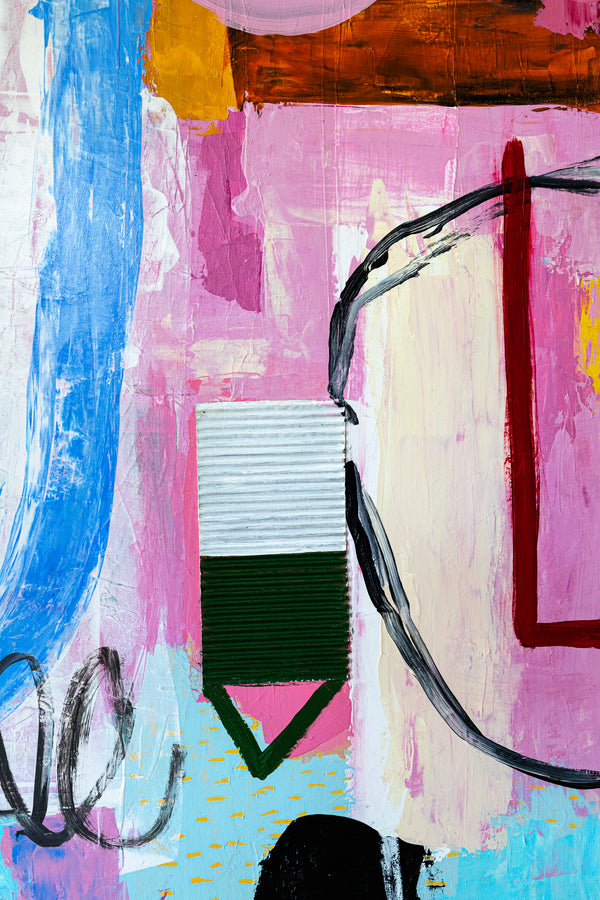 Dynamic Abstract Painting Original, Expressionism in Modern Abstract Wall Art | Intention pink (70"x56")