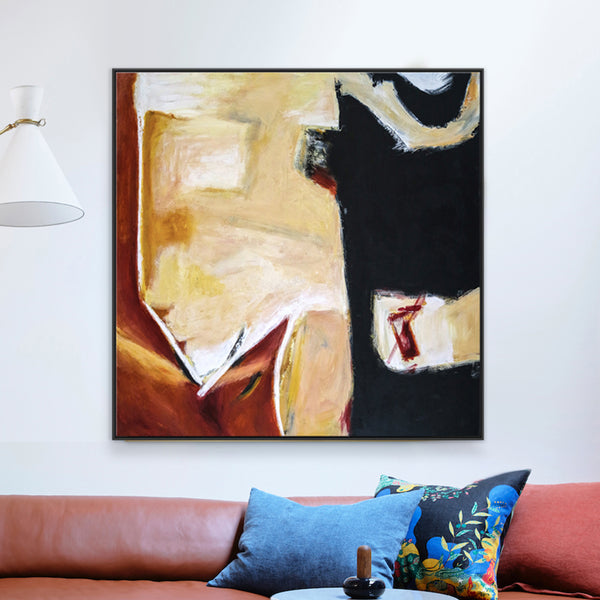 Red & Black in Modern Abstract Original Painting, Large Acrylic Canvas Wall Art | In that manner (Square Ver.)