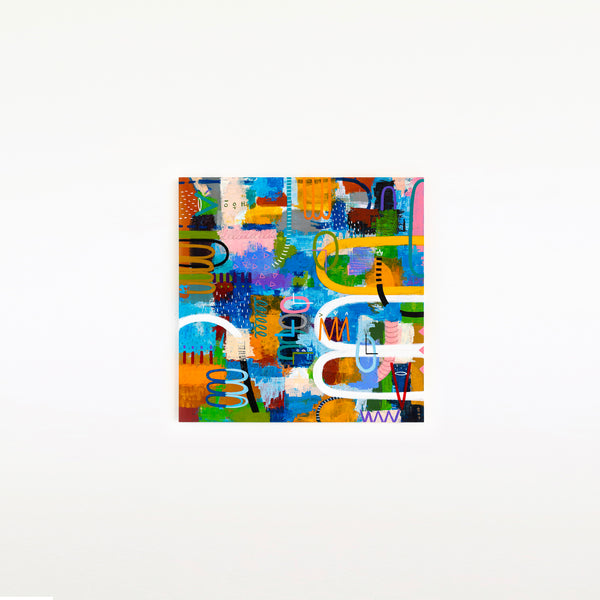 Journey through Bold Colors and Complex Simplicity in Modern Abstract Painting, Canvas Wall Art | Jaemi (48"x48")