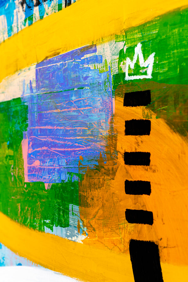 Journey through Bold Colors and Complex Simplicity in Modern Abstract Painting, Canvas Wall Art | Jaemi (48"x48")