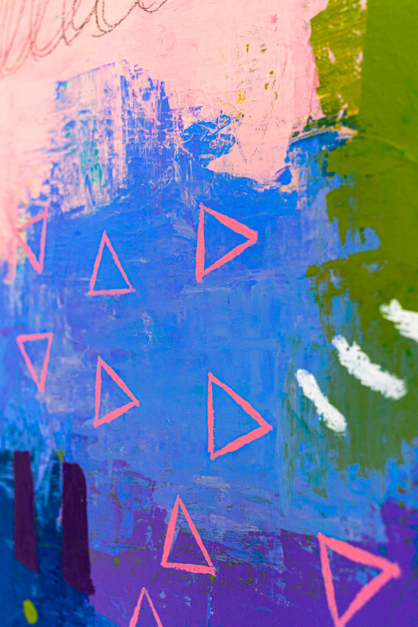 Journey through Bold Colors and Complex Simplicity in Modern Abstract Painting, Canvas Wall Art | Jaemi (48"x48")