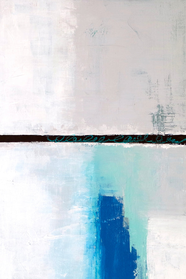 Blue Original Abstract Acrylic Painting, Large Modern Canvas Wall Art Exemplifying Softness and Strength | Janus