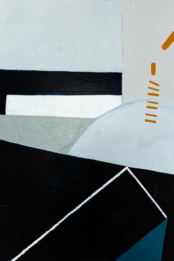 Surreal Geometric Original Abstract Painting in Acrylic, Wide Contemporary Modern Canvas Wall Art | Kafkaesque I
