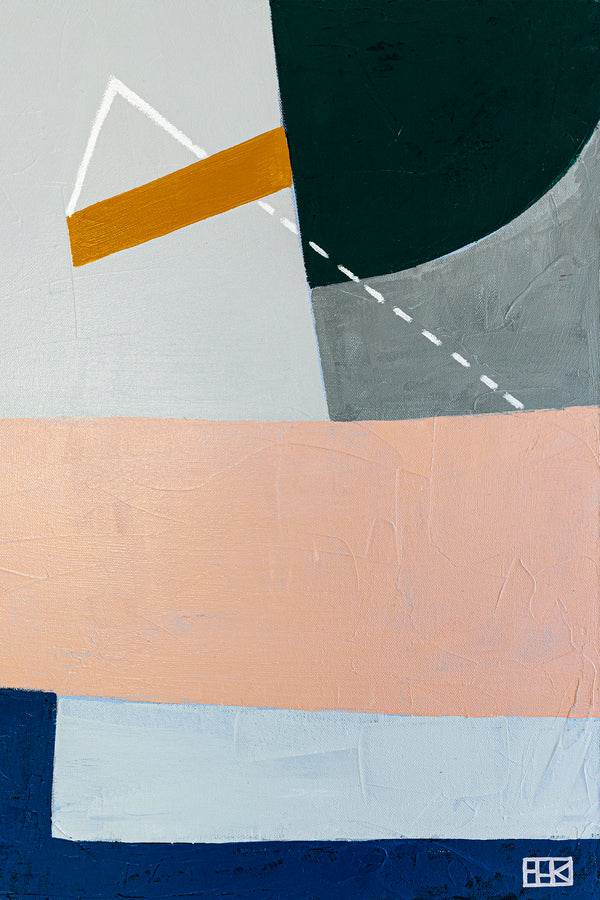Surreal Geometric Original Abstract Painting in Acrylic, Wide Contemporary Modern Canvas Wall Art | Kafkaesque I