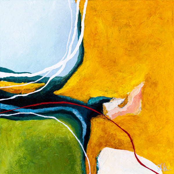 Large Original Abstract Painting in Acrylic, Modern Yellow and Green Hues Canvas Wall Art | Kalliroi II