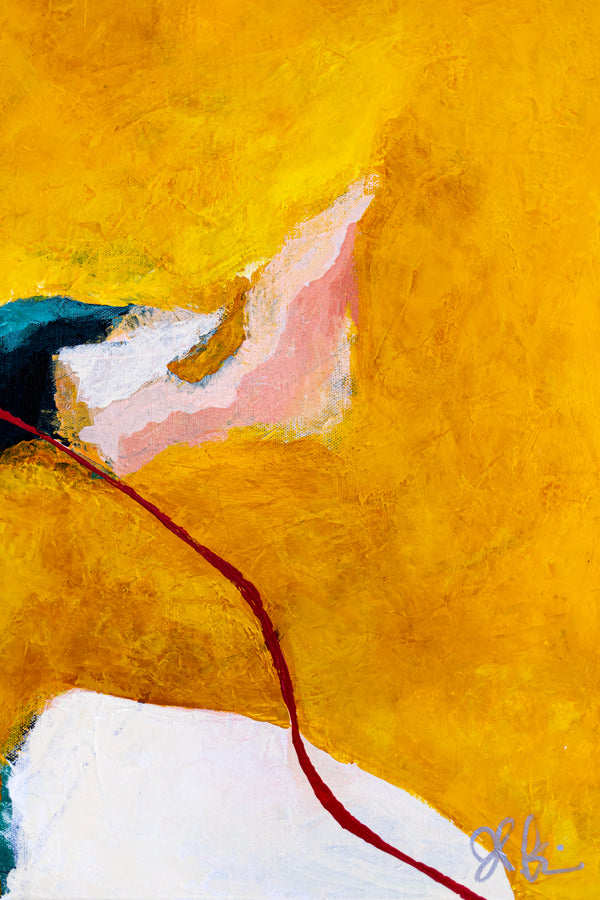 2 Set of Original Abstract Painting in Acrylic, Modern Yellow and Green Hues Canvas Wall Art | Kalliroi (2 Set)