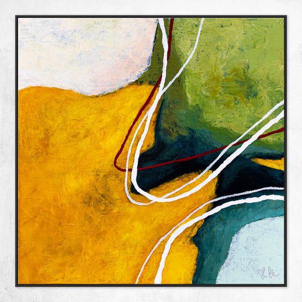 Large Original Abstract Painting in Acrylic, Modern Yellow and Green Hues Canvas Wall Art | Kalliroi I