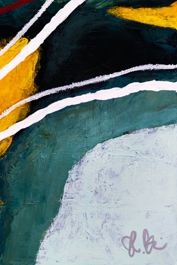 2 Set of Original Abstract Painting in Acrylic, Modern Yellow and Green Hues Canvas Wall Art | Kalliroi (2 Set)