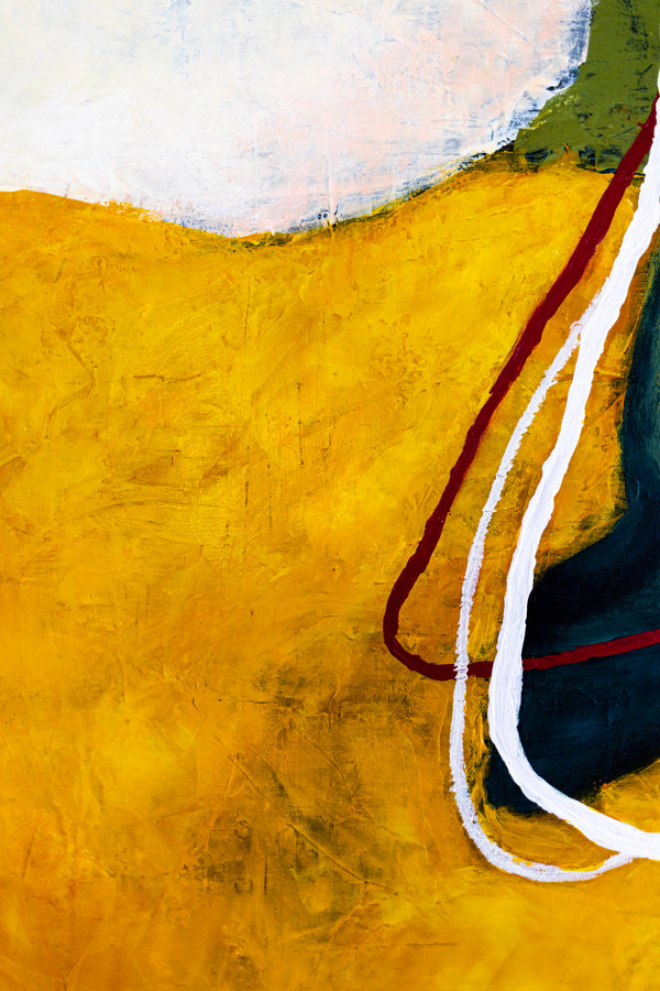 Large Original Abstract Painting in Acrylic, Modern Yellow and Green Hues Canvas Wall Art | Kalliroi I